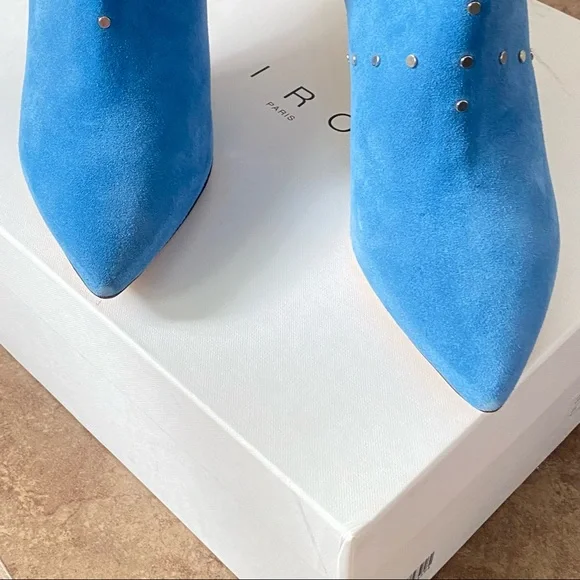 IRO Milliow Studded Blue Vintage Women's Ankle Leather Suede Boots Booties - Picture 8 of 13